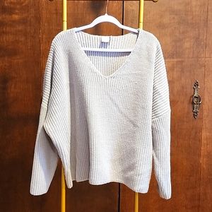 Asos light grey cable knit sweater drop shoulder sz 22